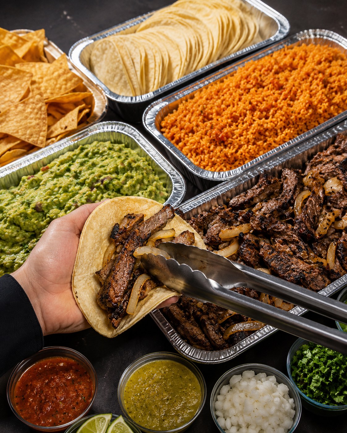 Fajita buffet setup
